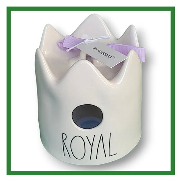 Rae Dunn Royal White Ceramic Birdhouse with Purple Bow - Picture 1 of 4